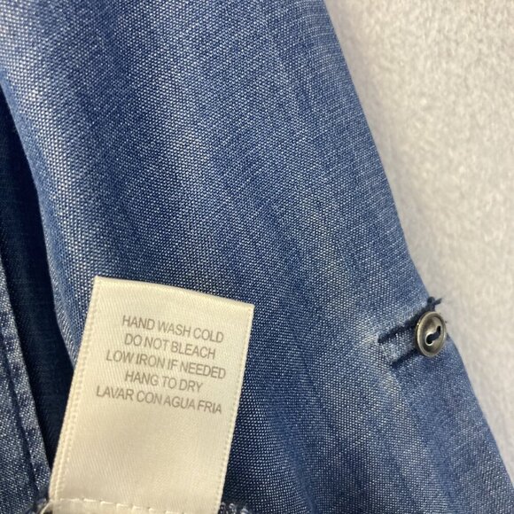 Skies Are Blue Chambray Roll Cuff Shirt Womens Medium M Lightweight Tencel Top - Picture 10 of 12